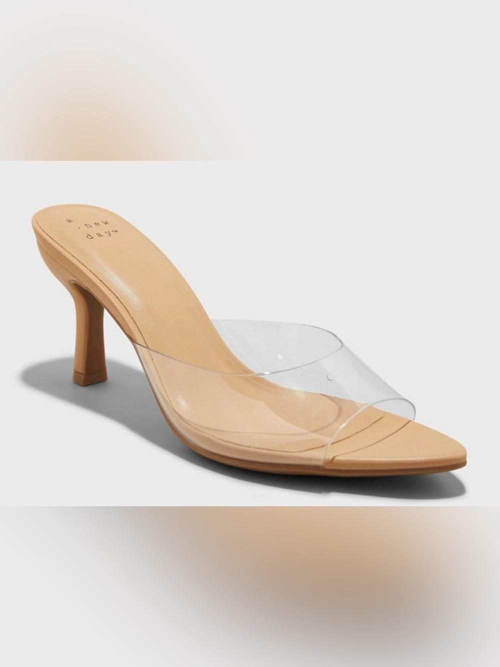 a new day Nude Clear Strap Pointed Mule Heel [Size 7.5]